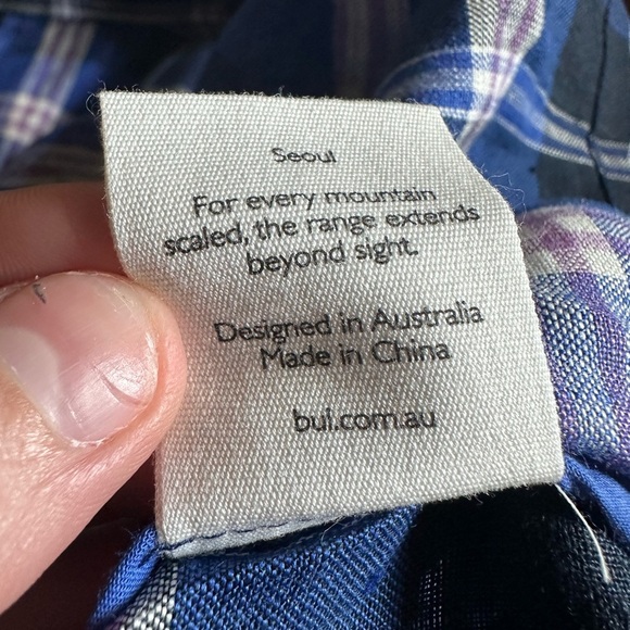 NWT bul BADA TOP BLUE/ PURPLE CHECK size AU 10 natural linen current style US 6 - Picture 9 of 10